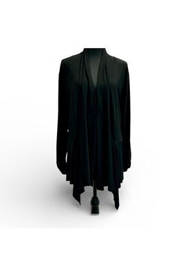 Sympli black open front long sleeve asymmetrical cardigan sweater Sz 10